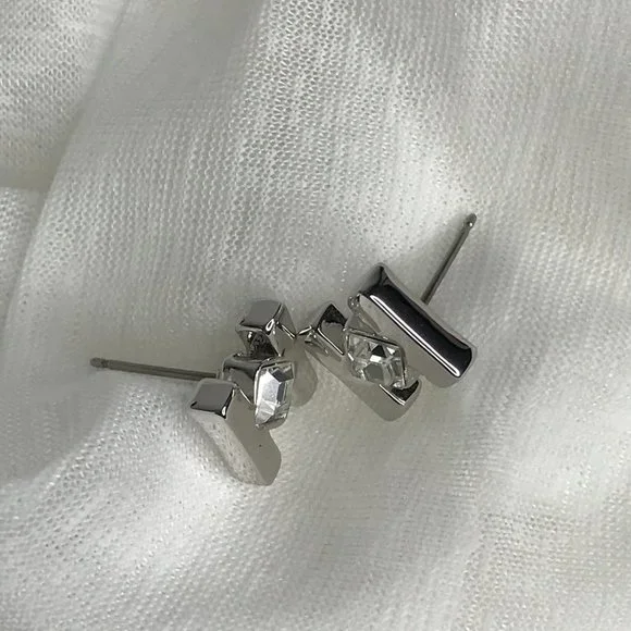 Pierced Earrings | Silver Tone w/ Crystal - Picture 8 of 10